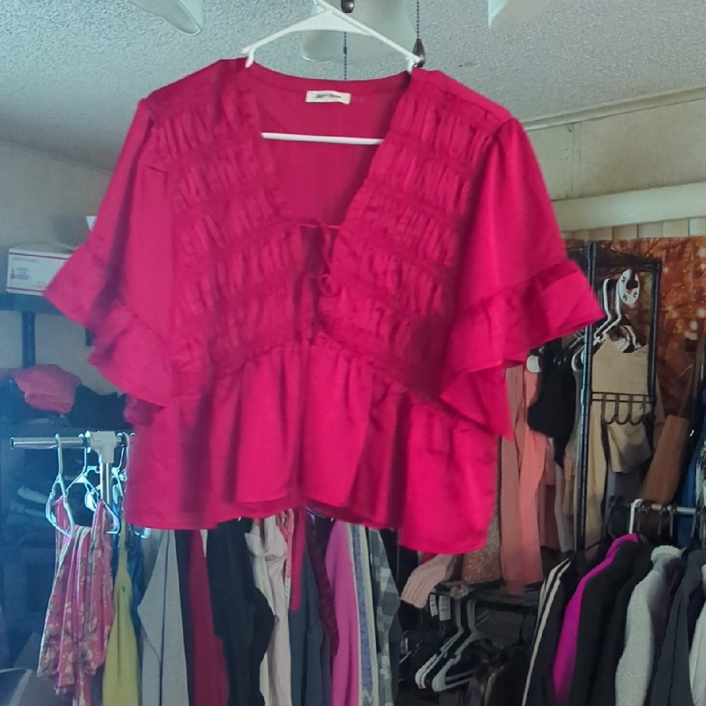Chic Pink Ruffled Crop Top